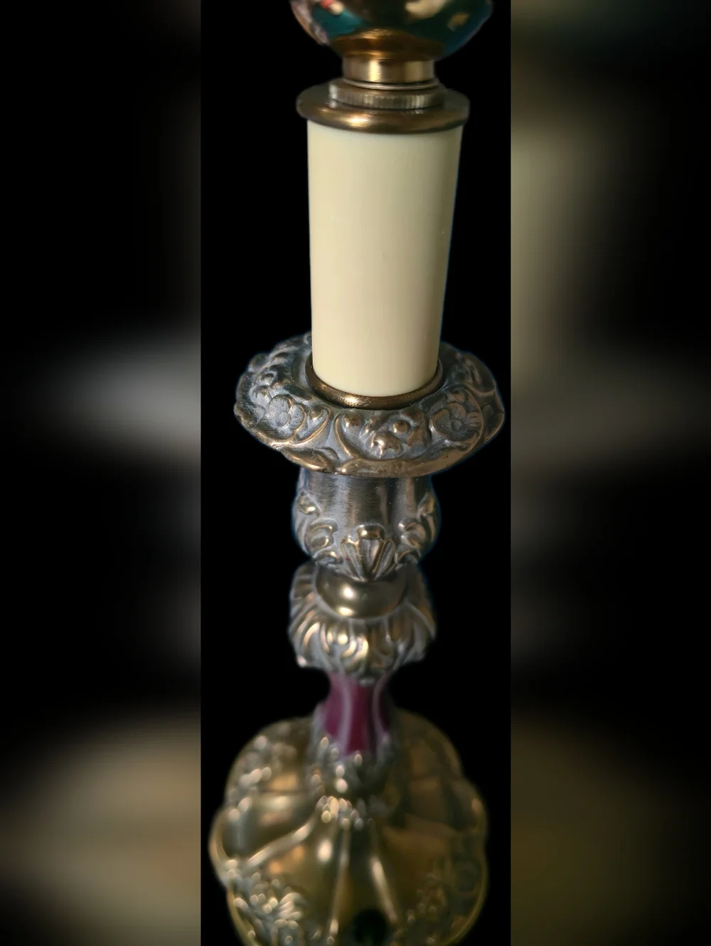 Vintage Ornate Brass Candlestick Table Lamp | Hollywood Regency Design